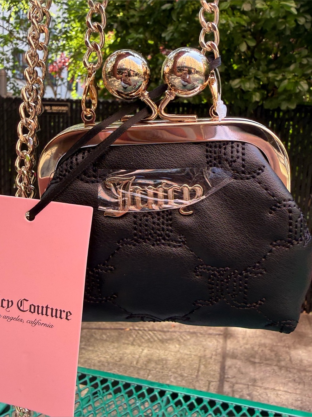 Juicy Couture Black Quilted Mini Kiss-Lock Chain Bag